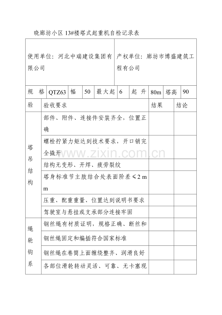 塔吊自检表.doc_第1页