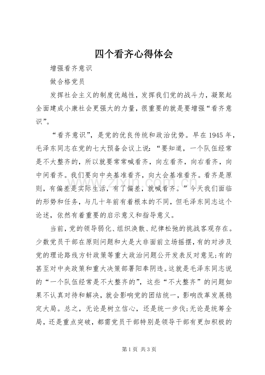 四个看齐心得体会.docx_第1页