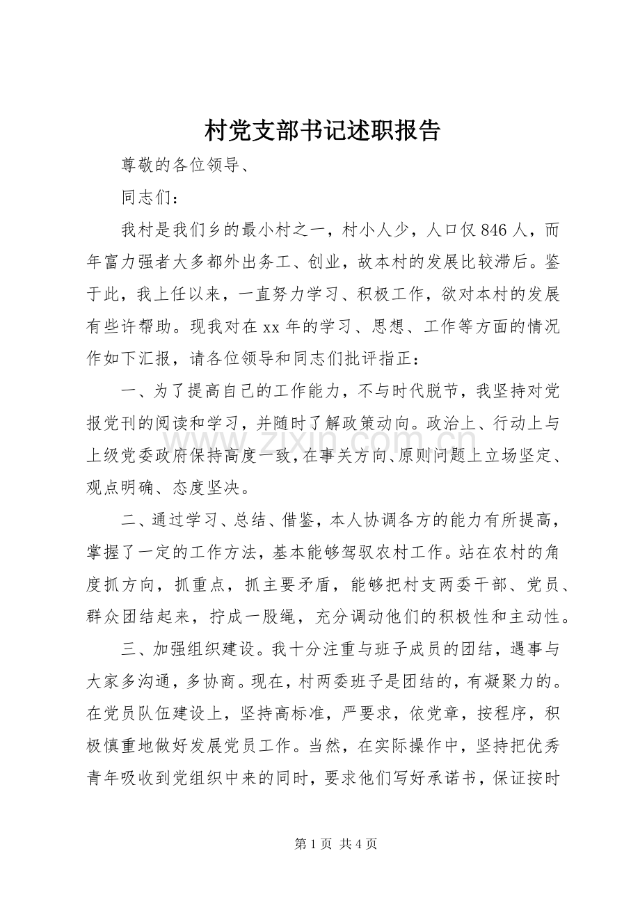 村党支部书记述职报告 (29).docx_第1页