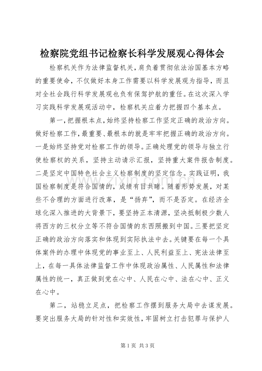 检察院党组书记检察长科学发展观心得体会.docx_第1页