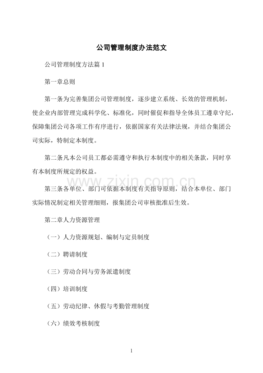 公司管理制度办法范文.docx_第1页