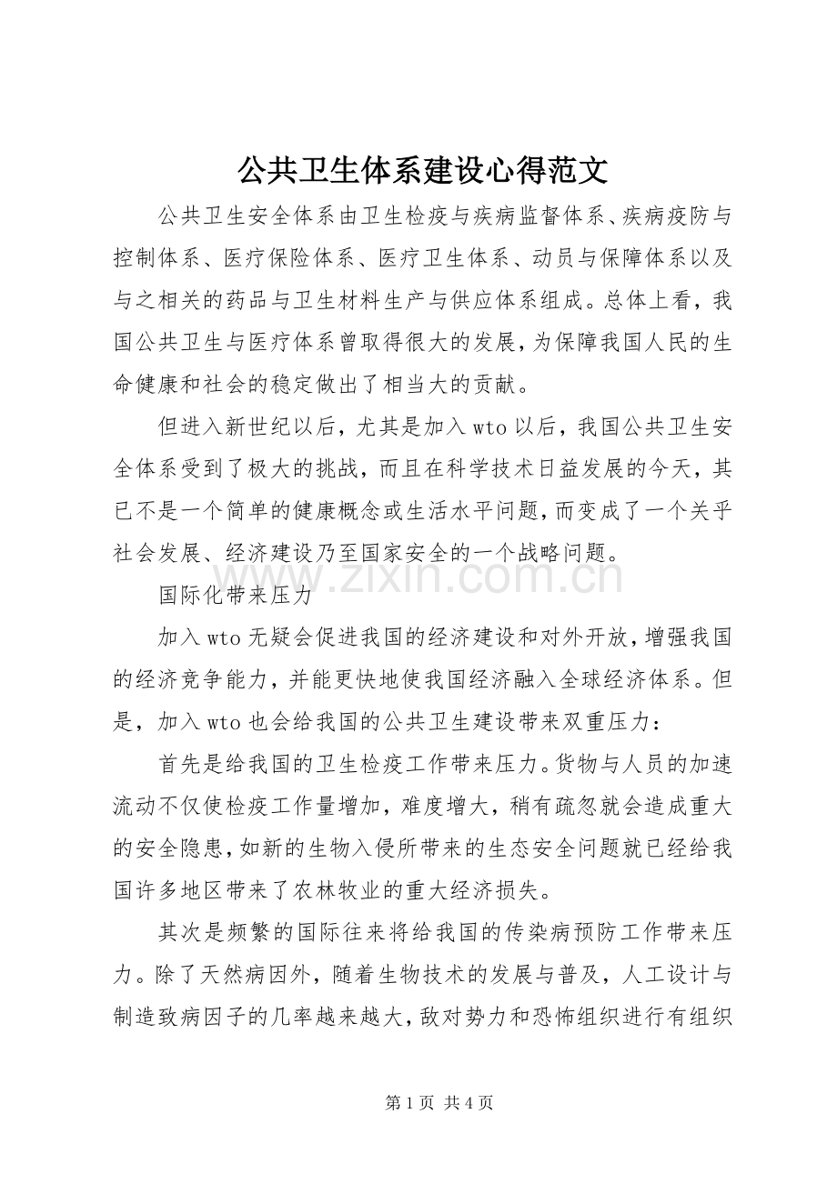 公共卫生体系建设心得范文.docx_第1页