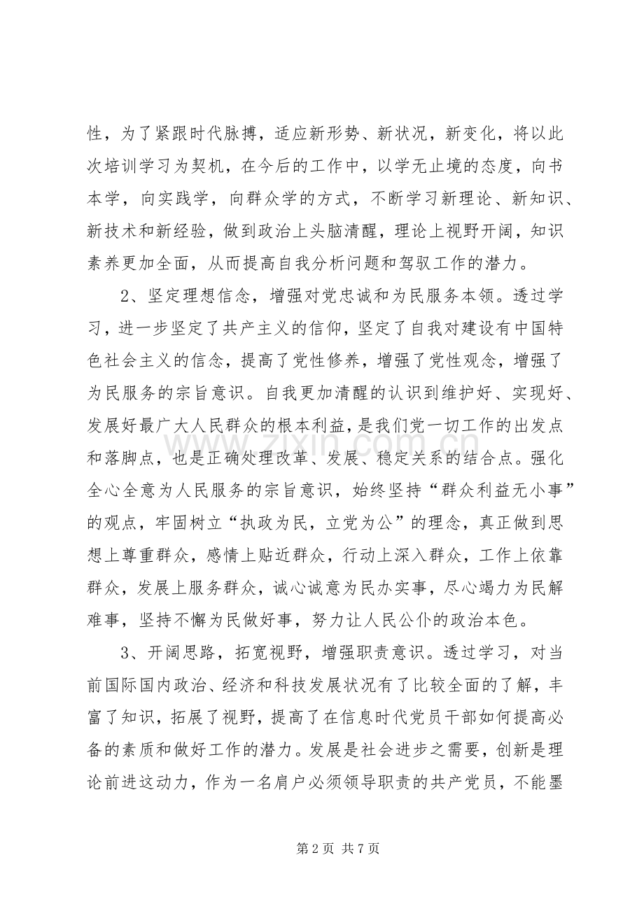 XX年党校培训心得体会范文：不断增强党性.docx_第2页