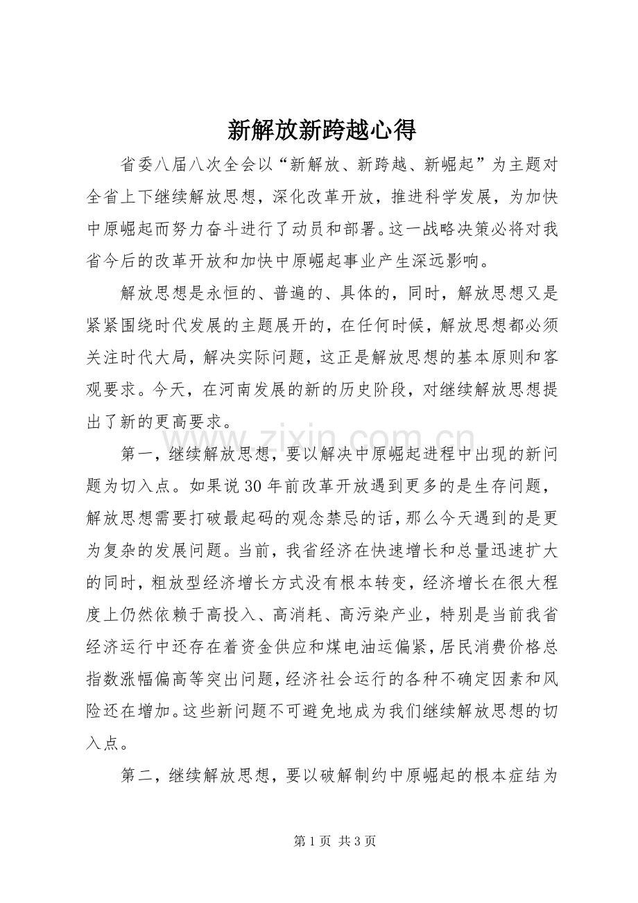 新解放新跨越心得.docx_第1页