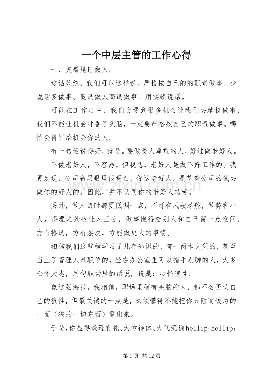 一个中层主管的工作心得.docx_第1页