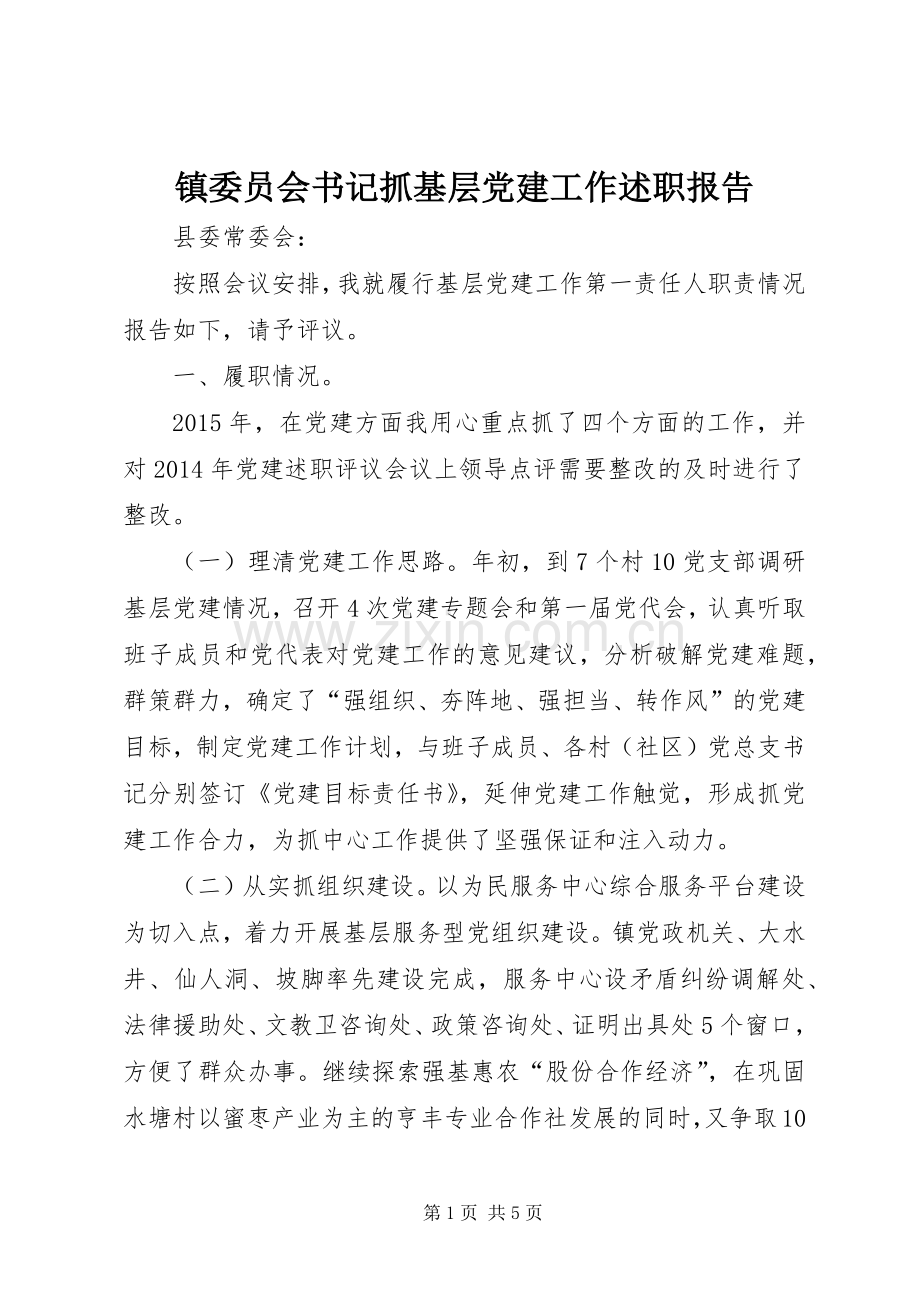 镇委员会书记抓基层党建工作述职报告.docx_第1页