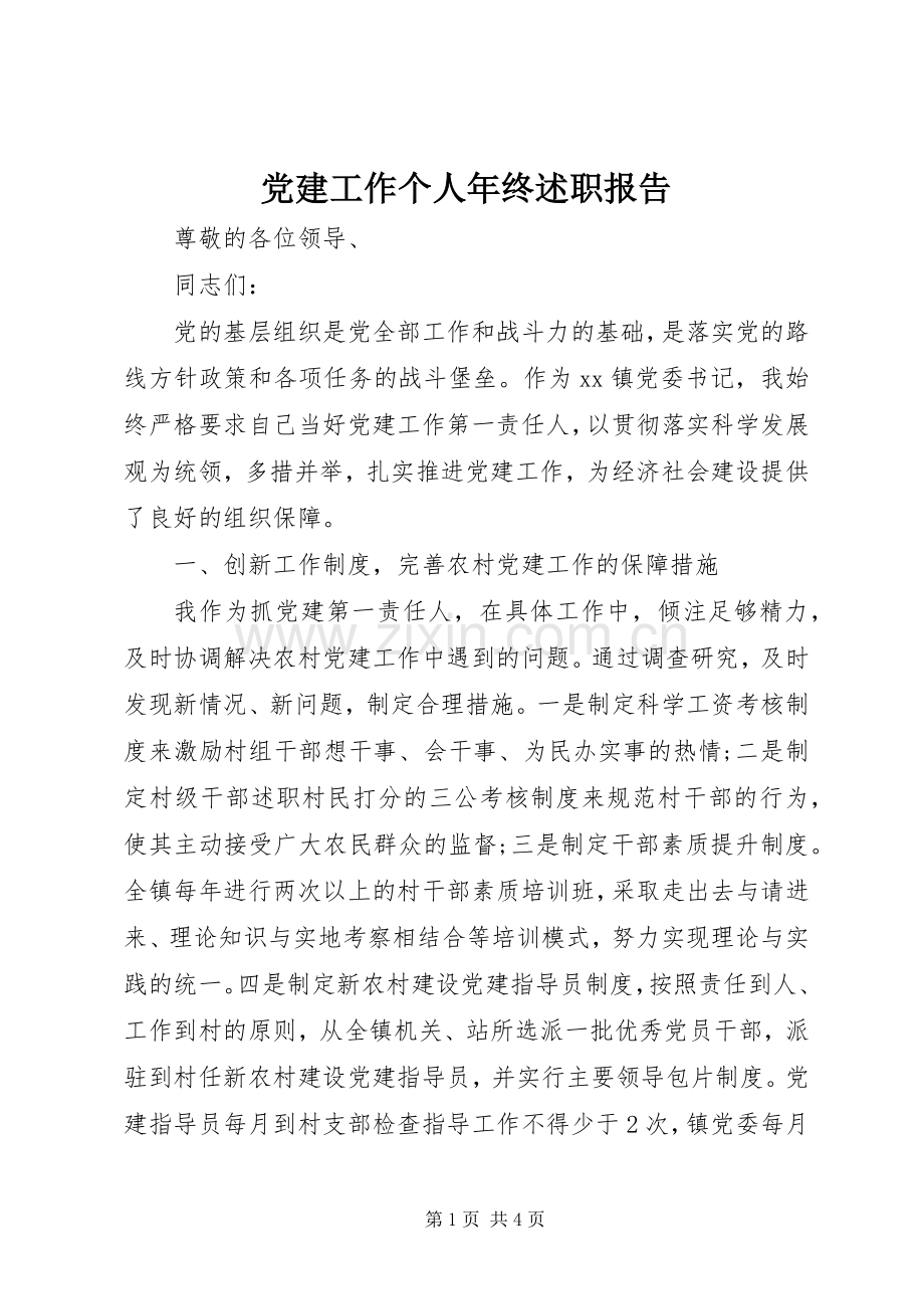党建工作个人年终述职报告.docx_第1页