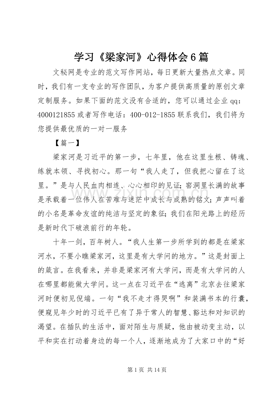 学习《梁家河》心得体会6篇.docx_第1页