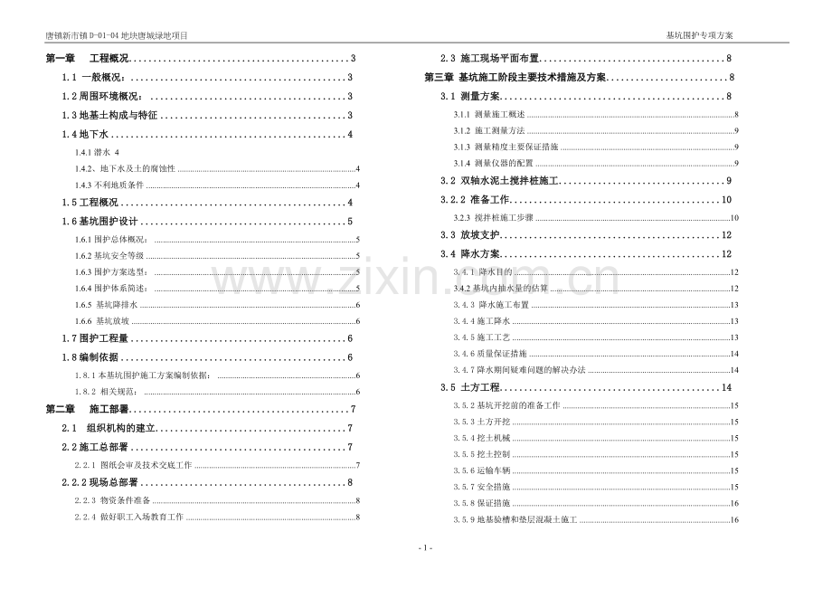 唐镇公园基坑围护方案(初稿).doc_第1页