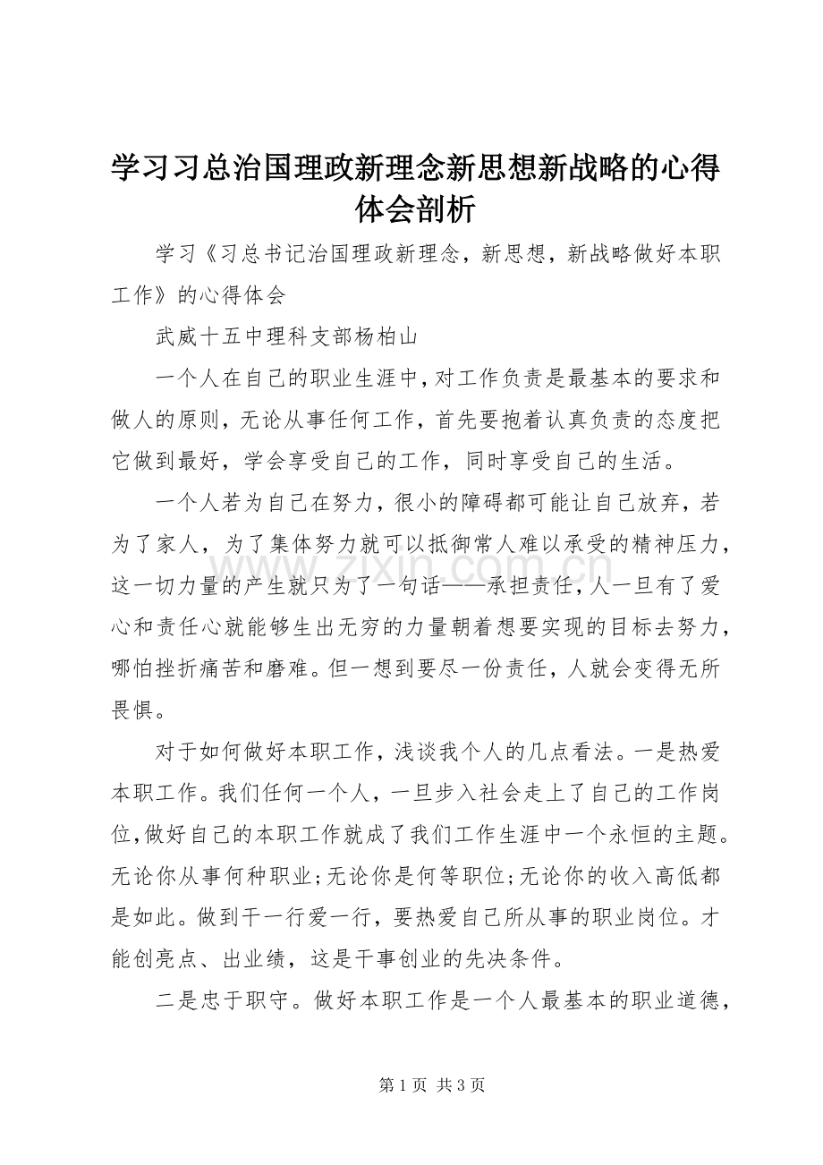 学习习总治国理政新理念新思想新战略的心得体会剖析.docx_第1页