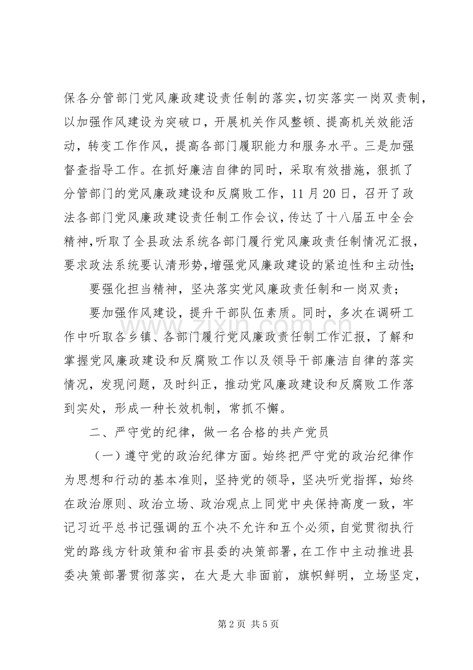 县委副书记政法委书记XX年述责述纪述廉报告.docx_第2页
