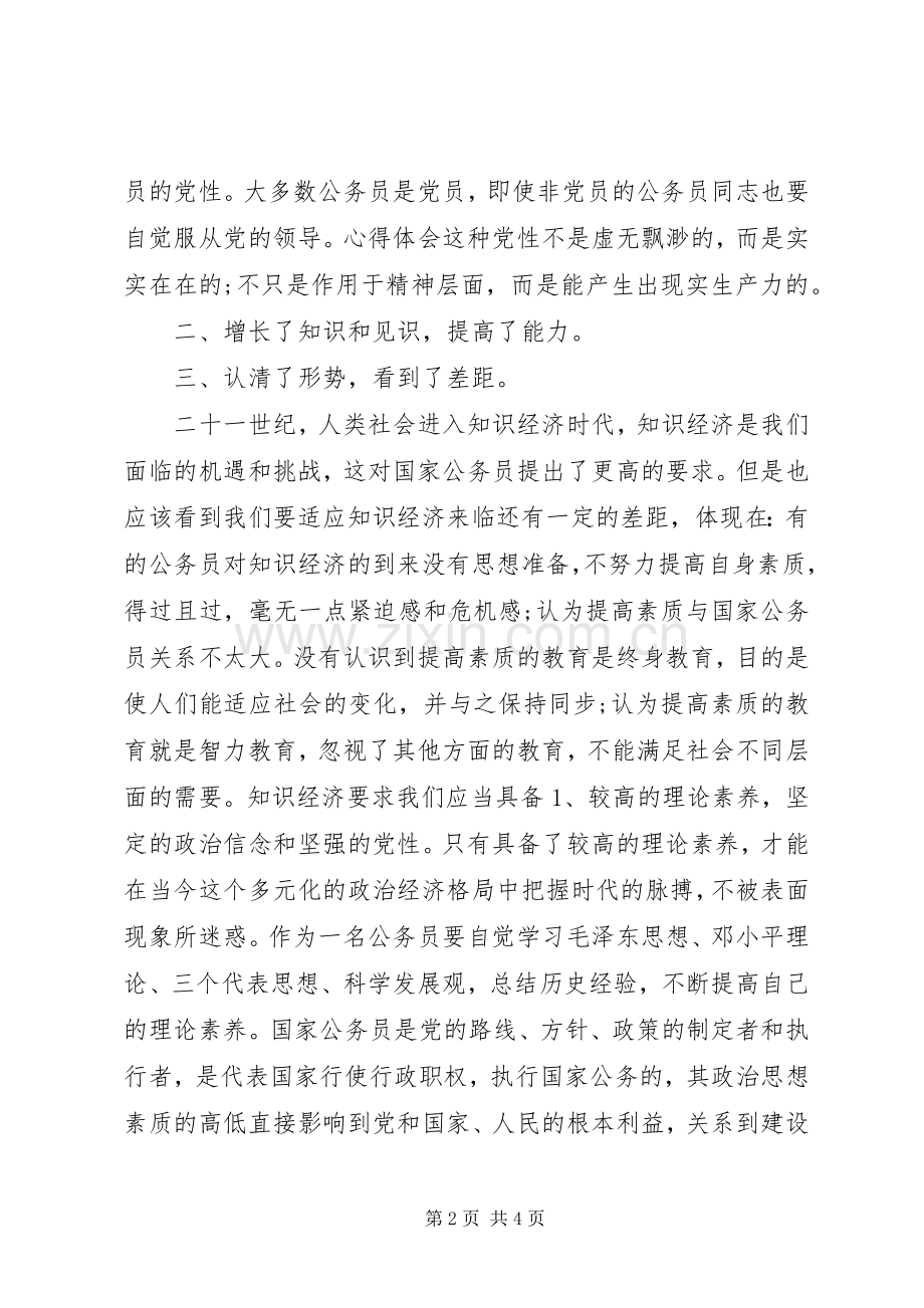 XX年9月新录公务员培训心得体会范文.docx_第2页