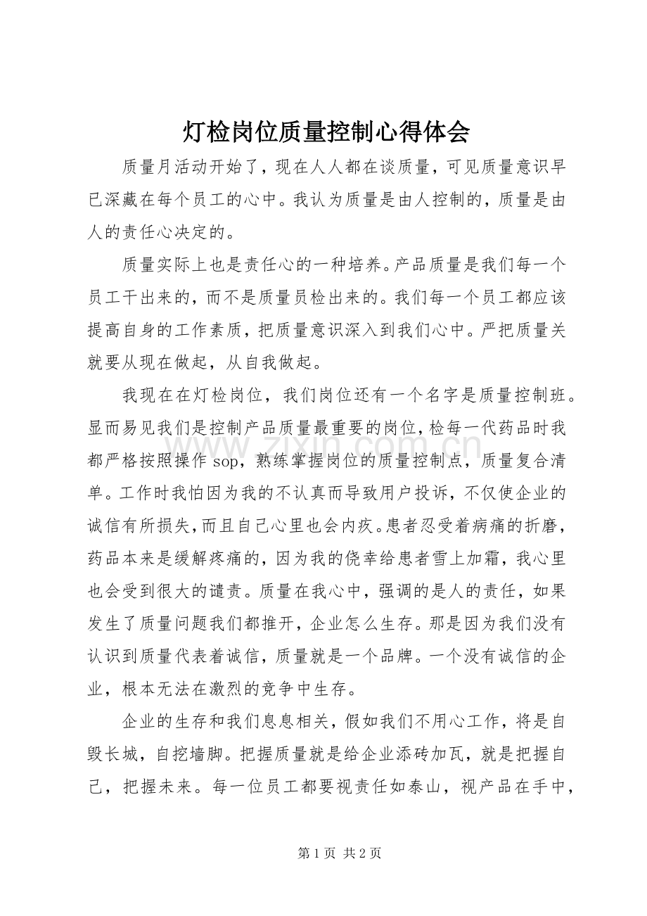 灯检岗位质量控制心得体会.docx_第1页