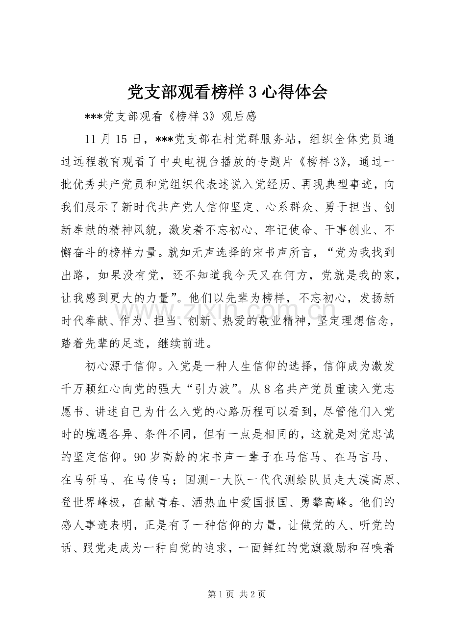 党支部观看榜样3心得体会.docx_第1页