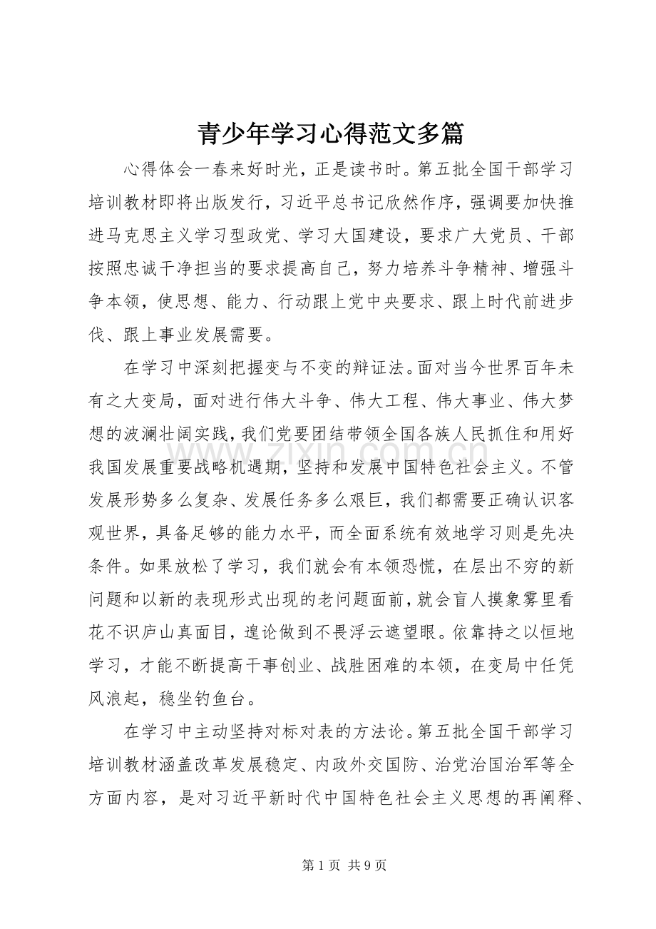 青少年学习心得范文多篇.docx_第1页