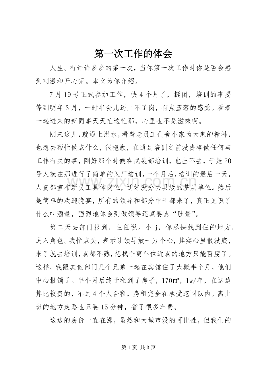 第一次工作的体会.docx_第1页