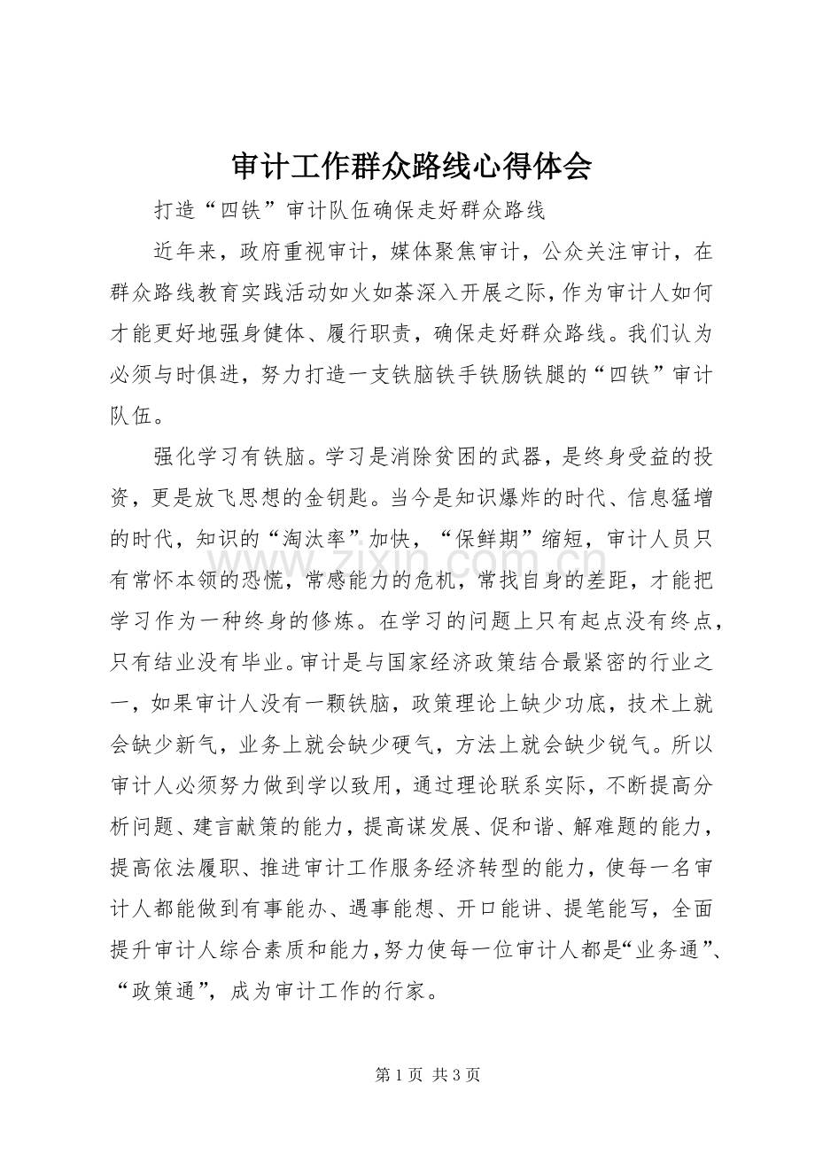 审计工作群众路线心得体会.docx_第1页