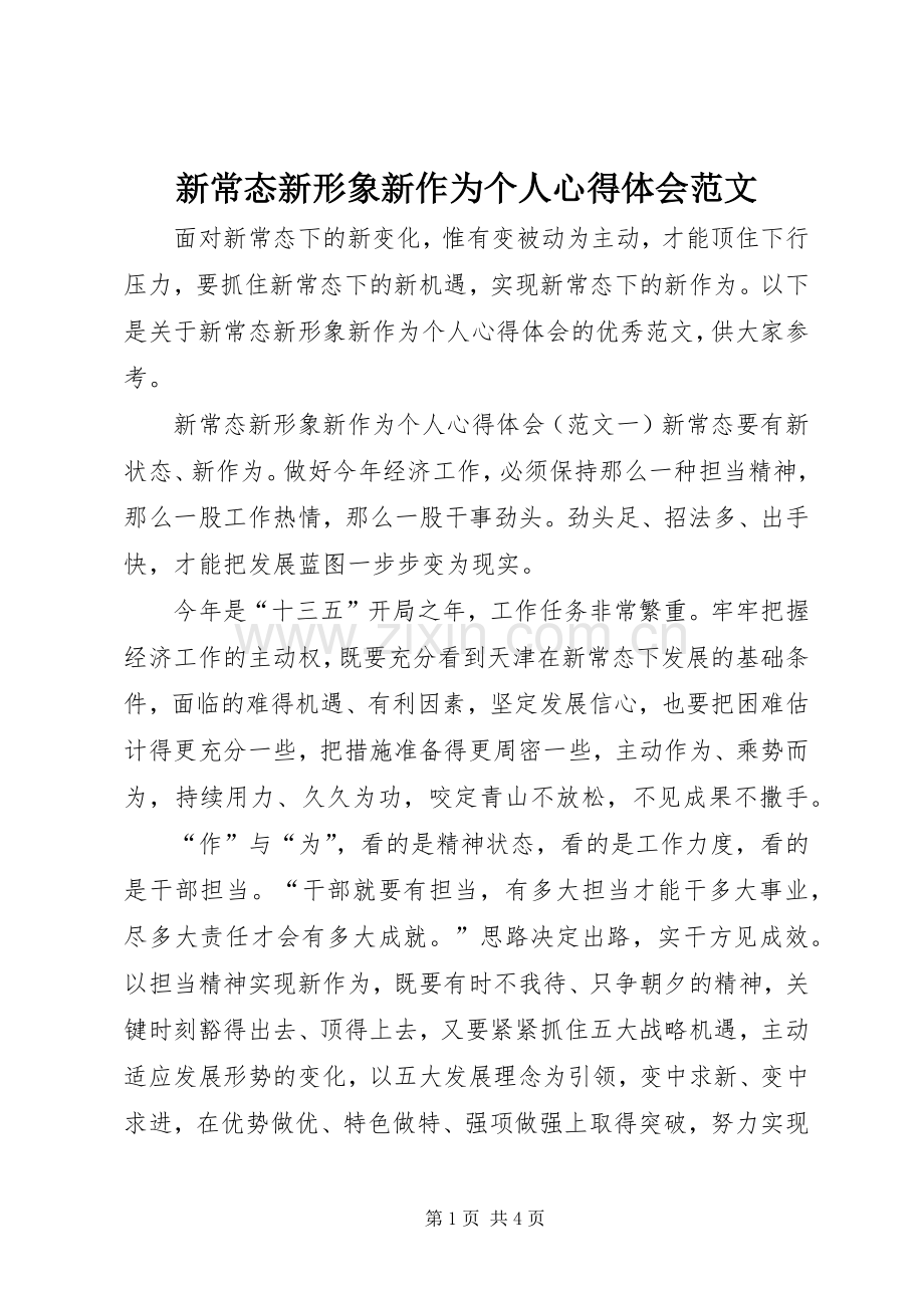 新常态新形象新作为个人心得体会范文.docx_第1页