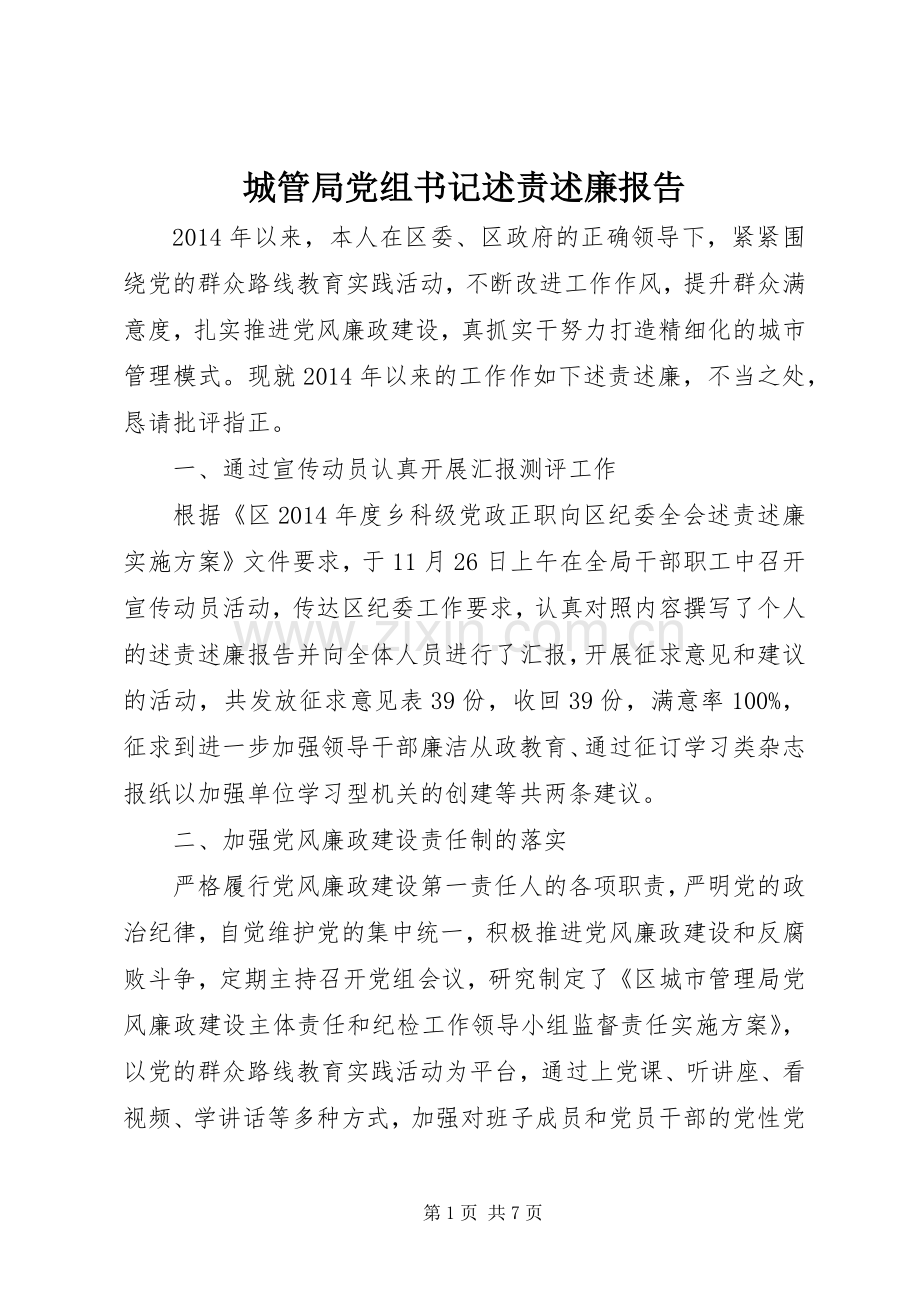 城管局党组书记述责述廉报告.docx_第1页
