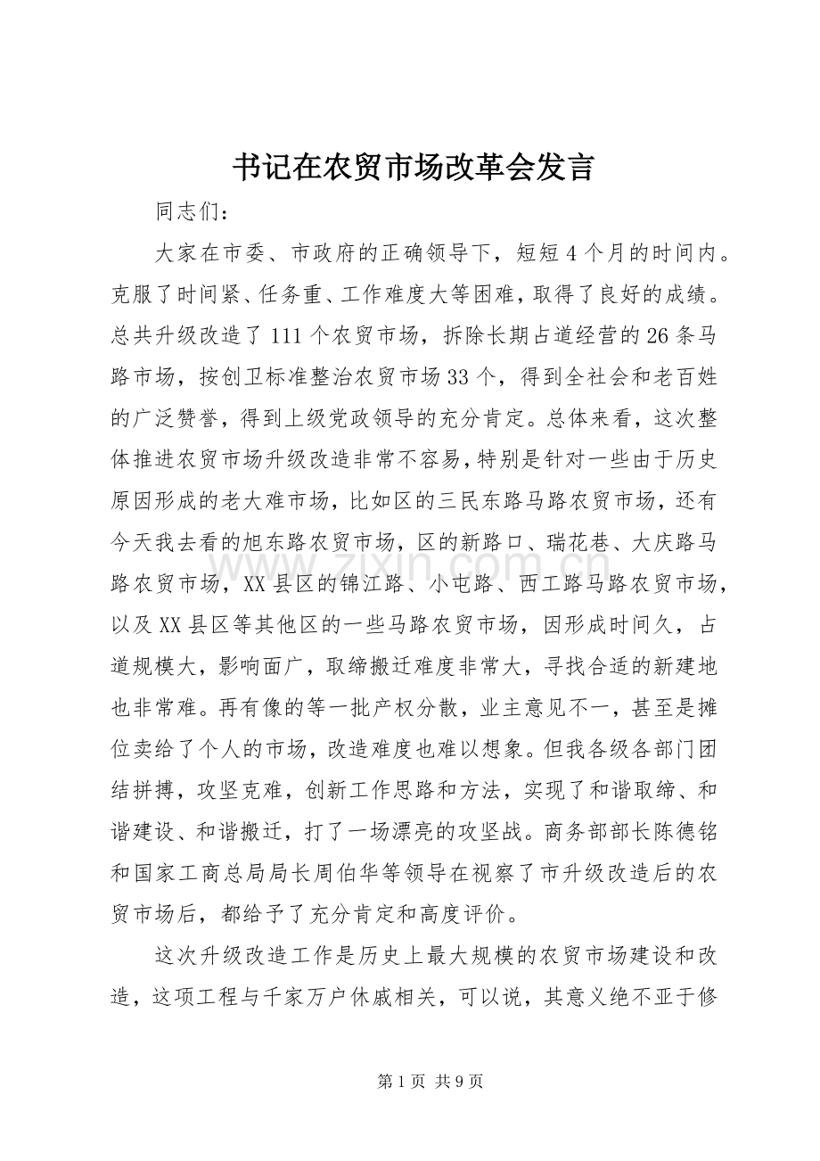 书记在农贸市场改革会发言.docx_第1页