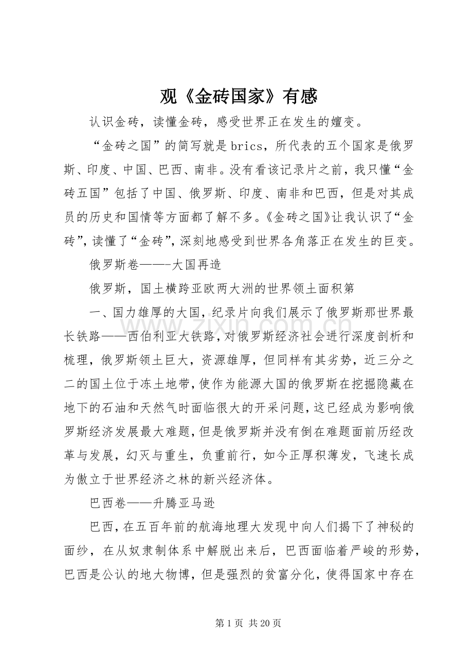 观《金砖国家》有感.docx_第1页
