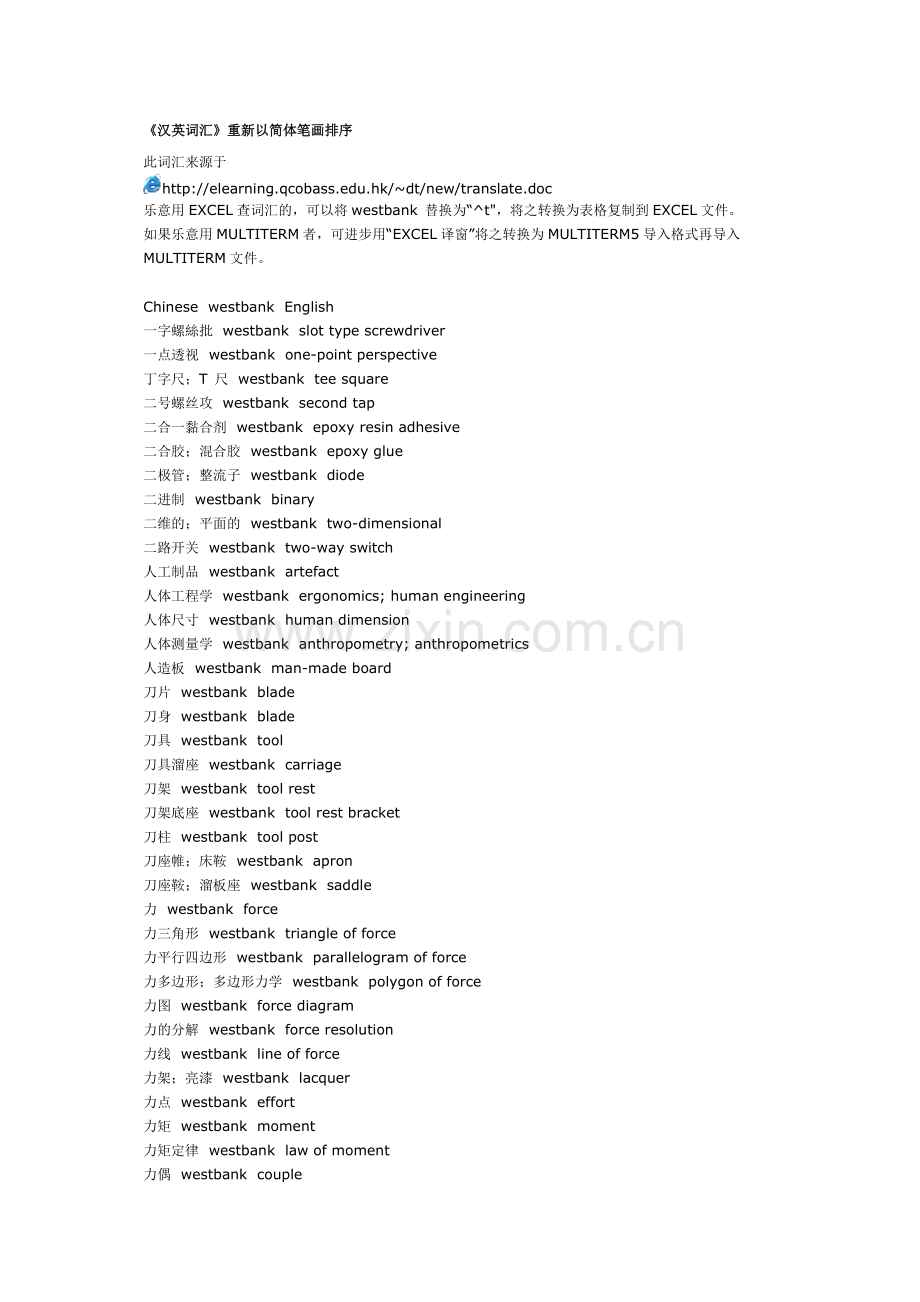 工业机械常见汉英词汇.doc_第1页