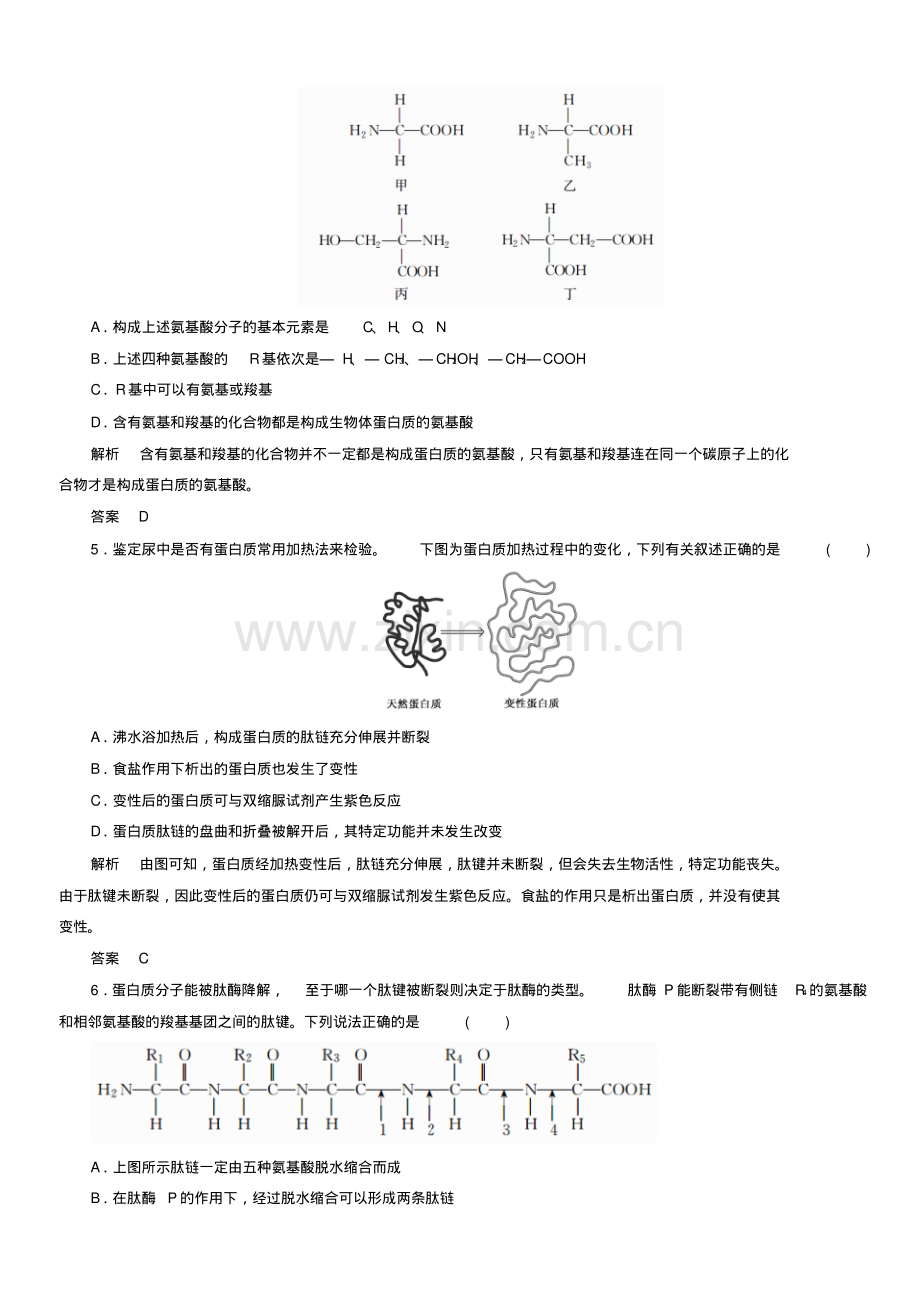 2020高考生物一轮复习配餐作业3生命活动的主要承担者--蛋白质附解析.pdf_第2页