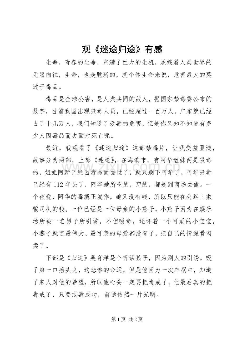 观《迷途归途》有感.docx_第1页