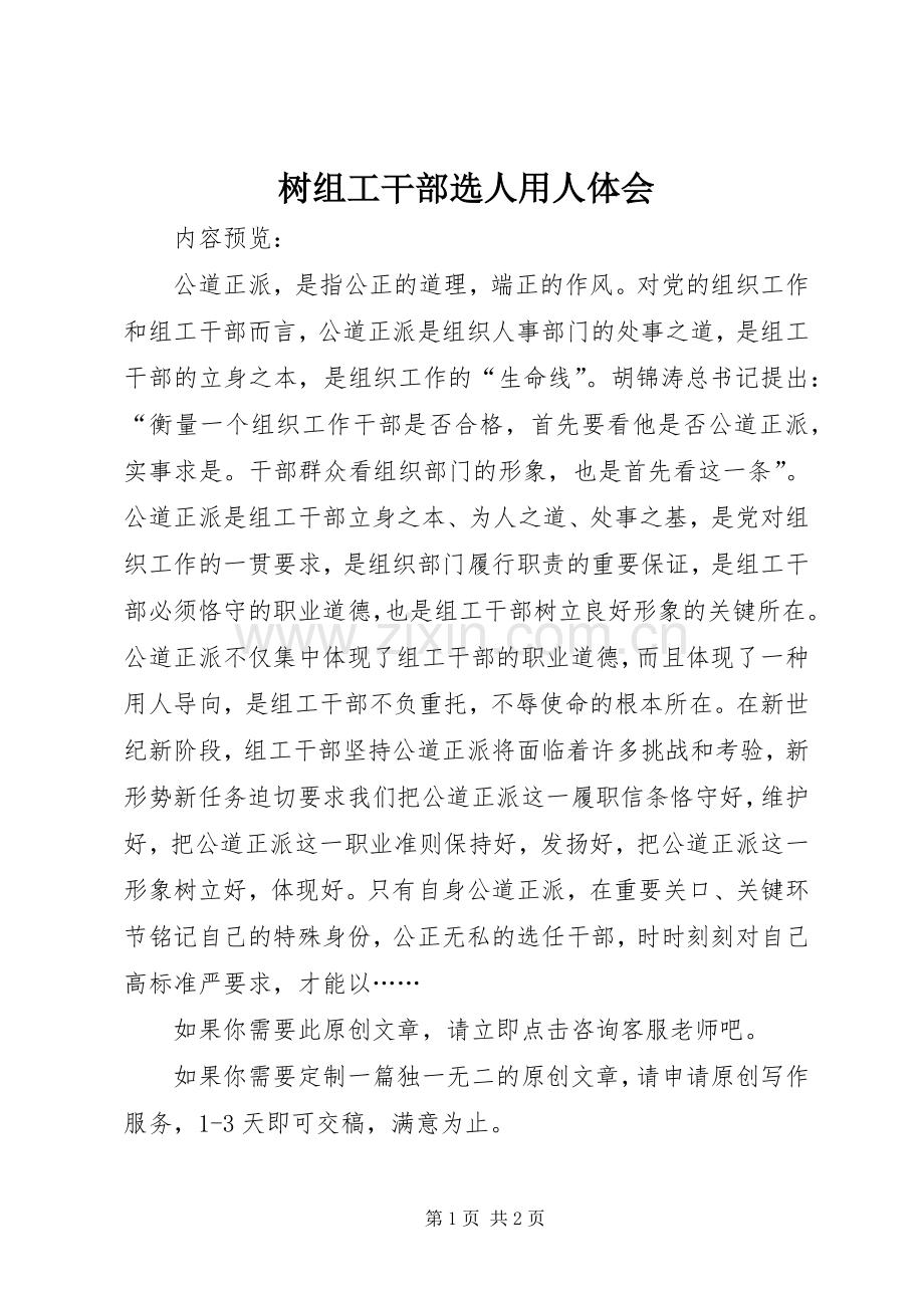 树组工干部选人用人体会.docx_第1页