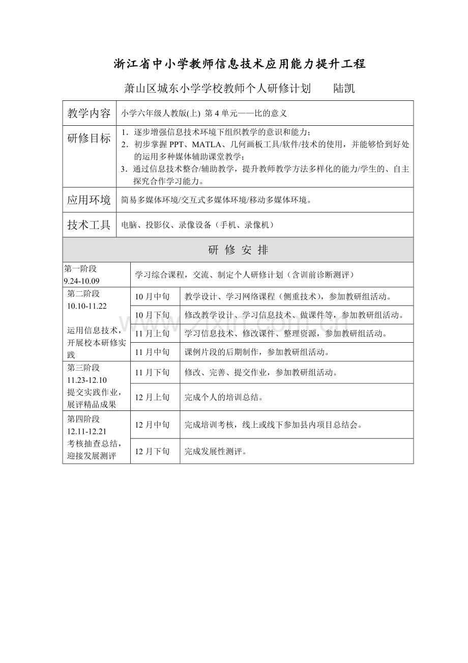 城东小学陆凯研修计划.doc_第1页