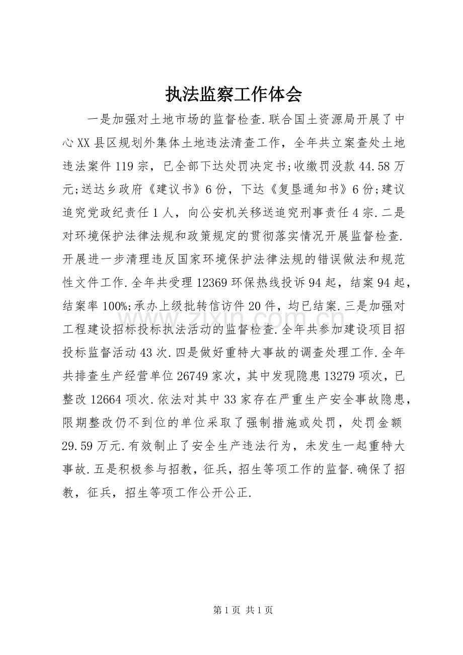 执法监察工作体会.docx_第1页