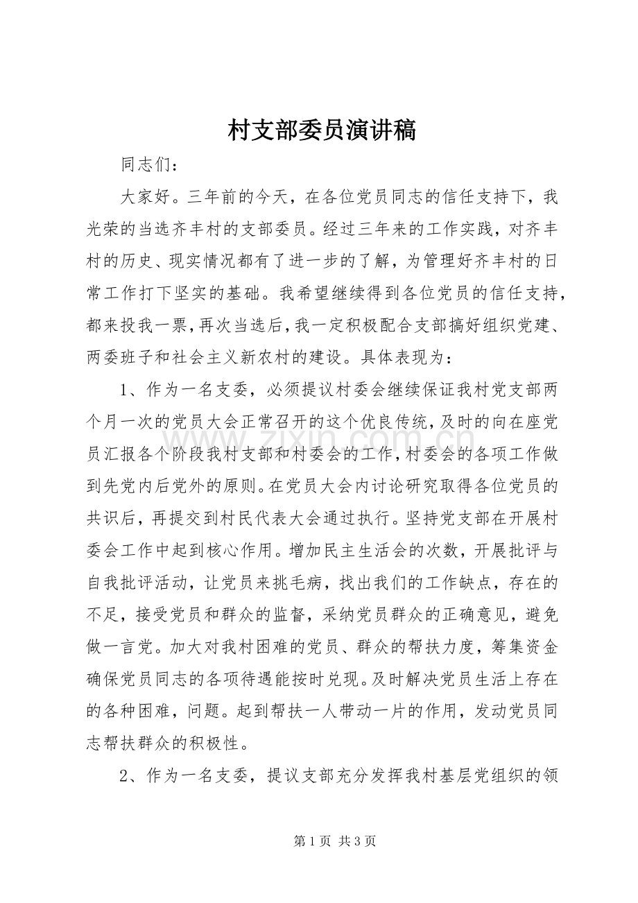 村支部委员演讲稿.docx_第1页