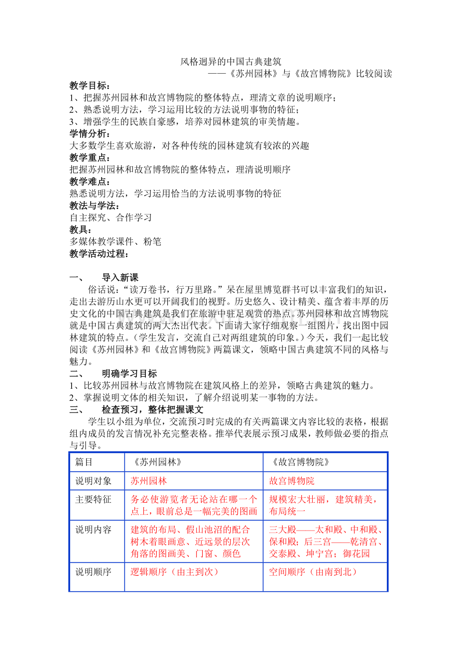 风格迥异的中国古典建筑教学设计.doc_第1页