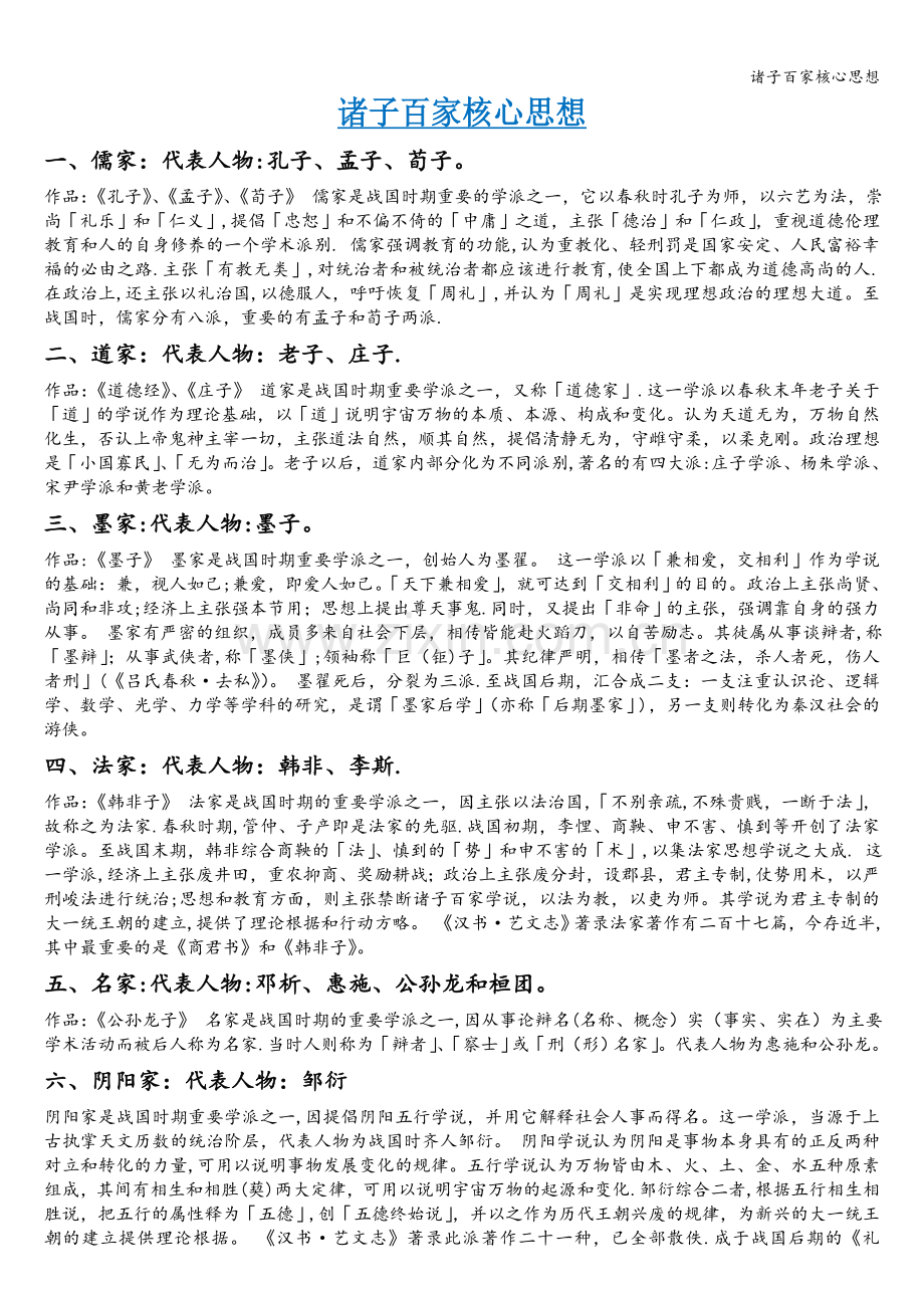 诸子百家核心思想.doc_第1页