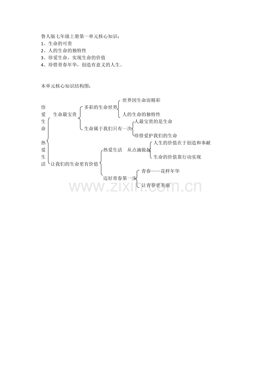 鲁人版七年级上册第一单元核心知识.docx_第1页