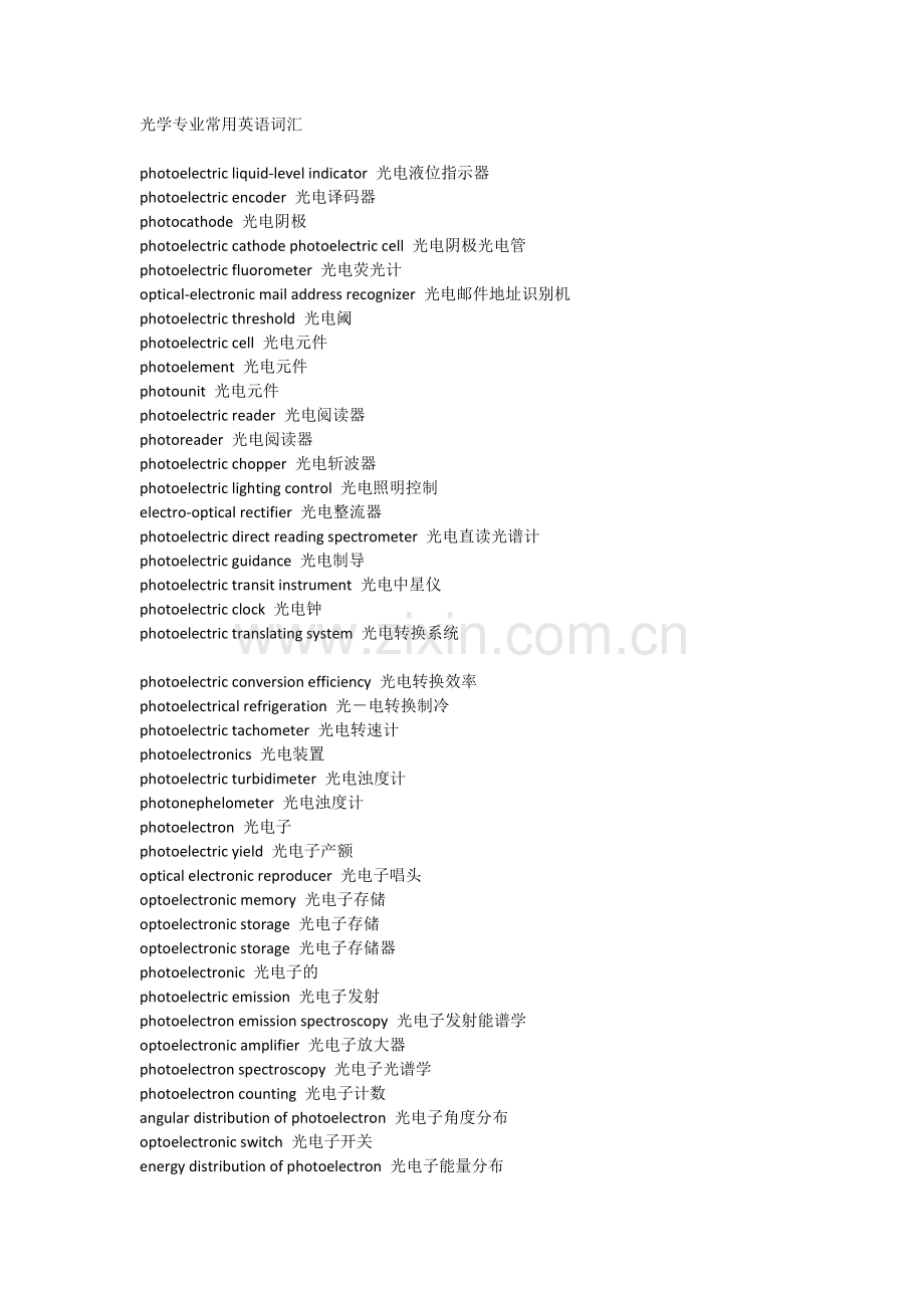 光学专业常用英语词汇.docx_第1页