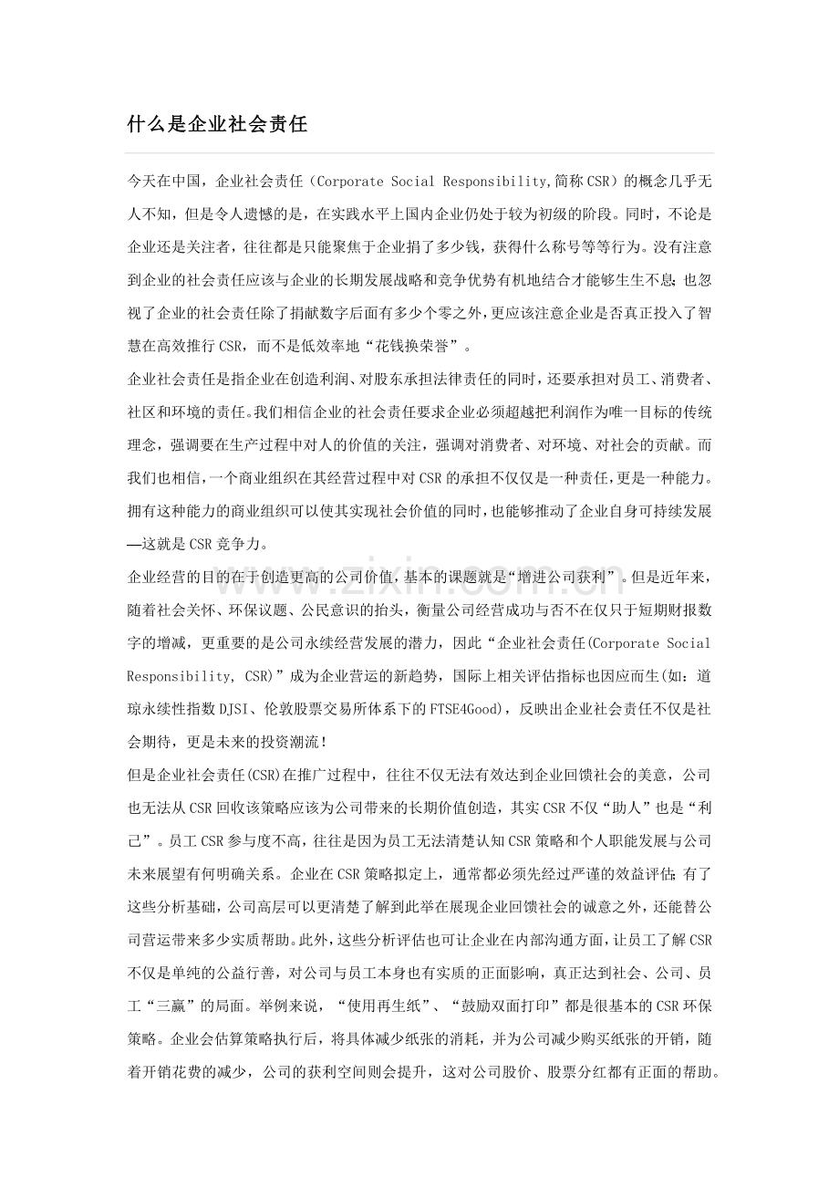 可持续发展(Sustainability)与企业社会责任(CSR).docx_第1页