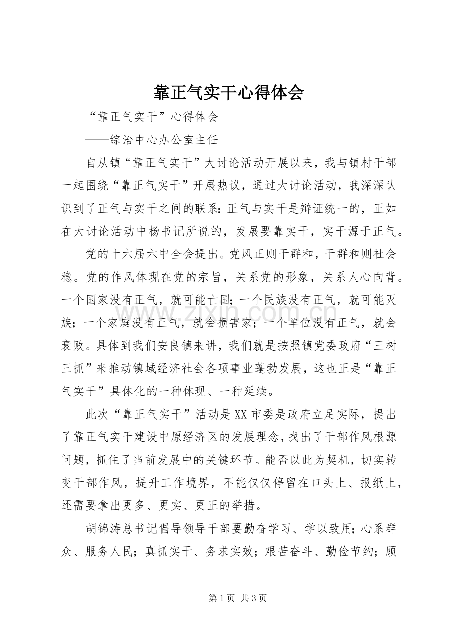 靠正气实干心得体会.docx_第1页