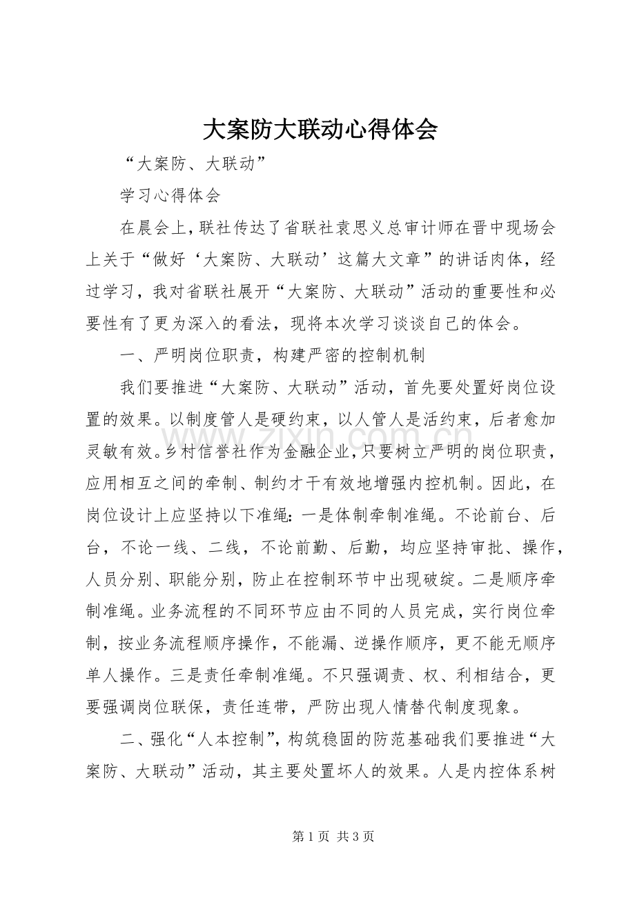 大案防大联动心得体会.docx_第1页