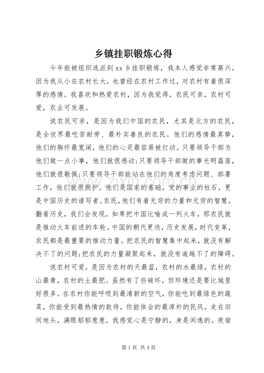 乡镇挂职锻炼心得.docx_第1页