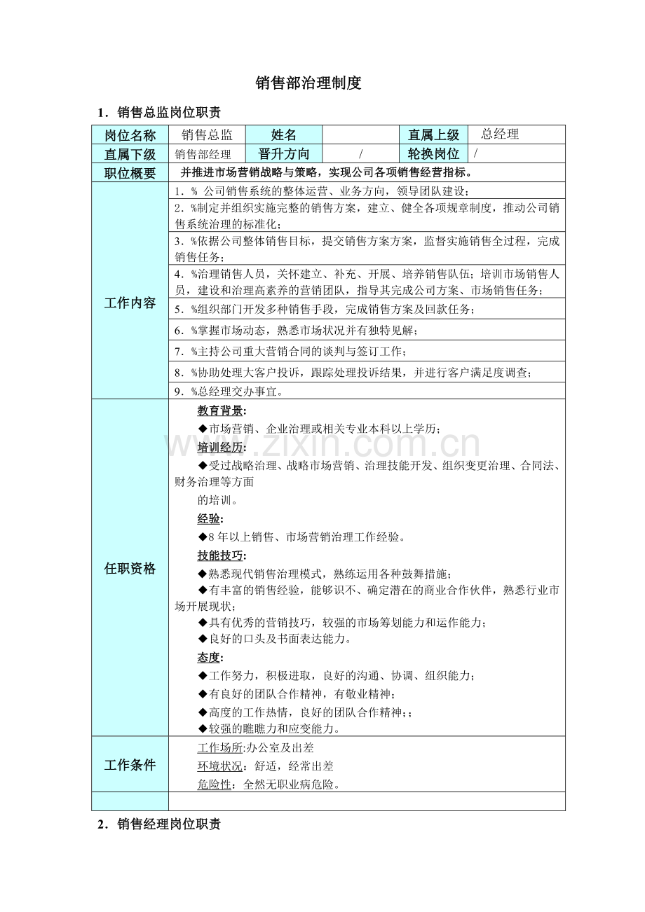 某销售部管理制度.docx_第1页