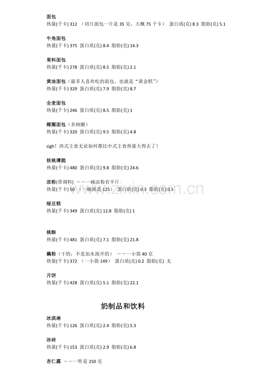 主要食品热量脂肪含量一览.doc_第2页