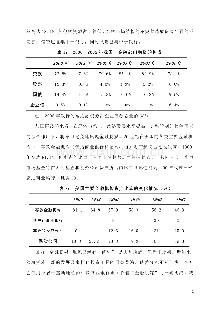 金融脱媒对商业银行的影响及应对策略.doc_第2页