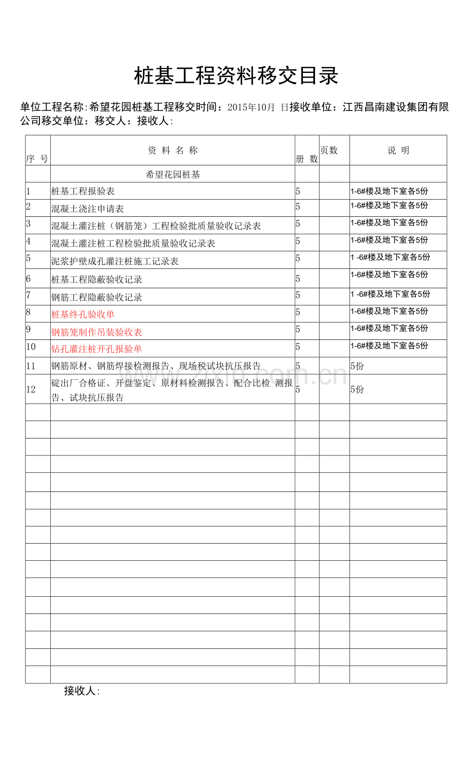 桩基工程资料移交目录.docx_第1页