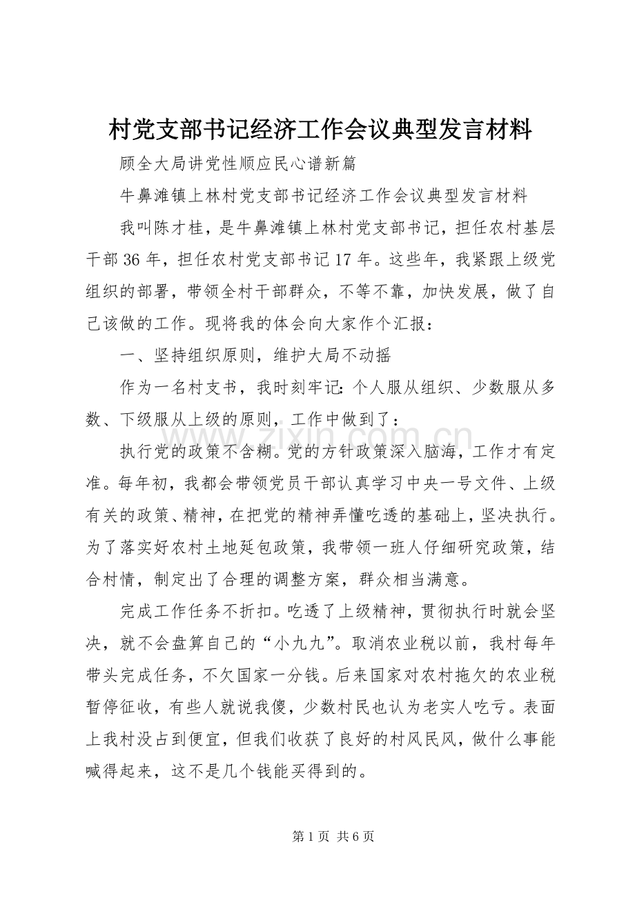 村党支部书记经济工作会议典型发言材料.docx_第1页