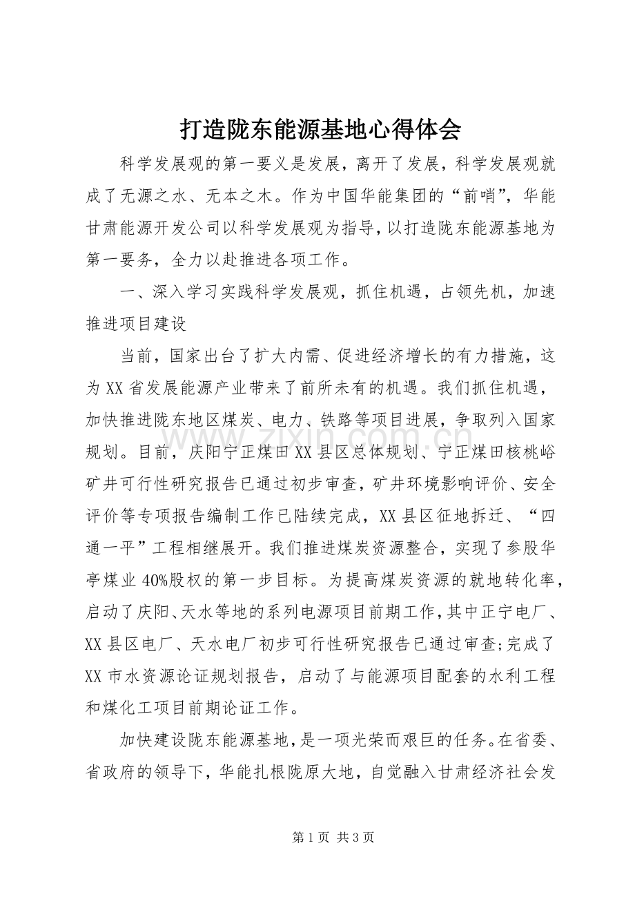 打造陇东能源基地心得体会.docx_第1页