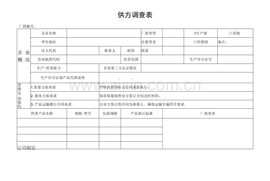 供方调查表(供应商生产、供货能力的调查表).docx_第1页