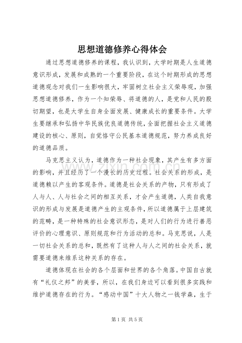思想道德修养心得体会.docx_第1页