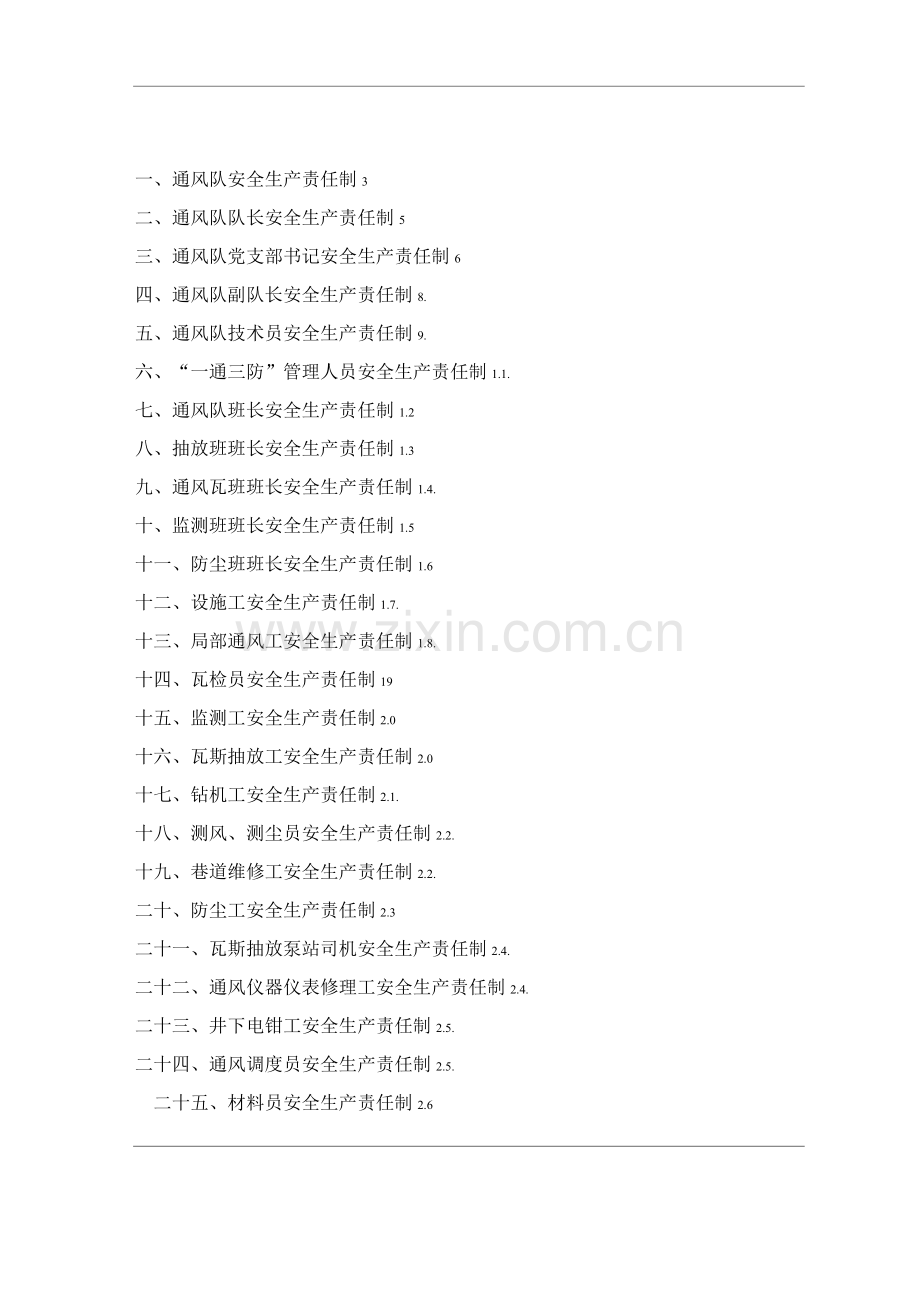 公司通风队安全生产责任制度.docx_第1页