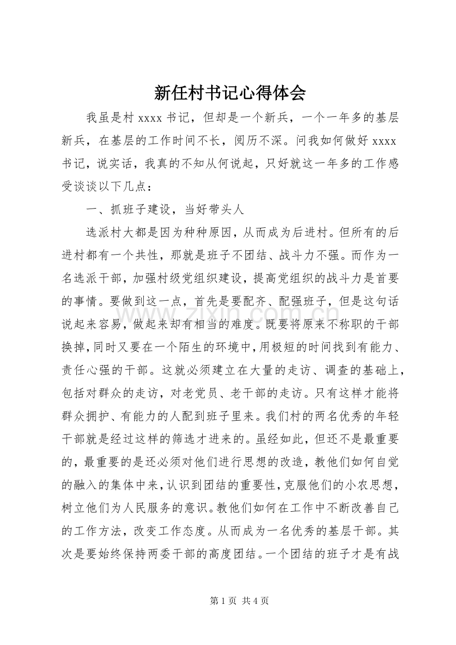 新任村书记心得体会.docx_第1页